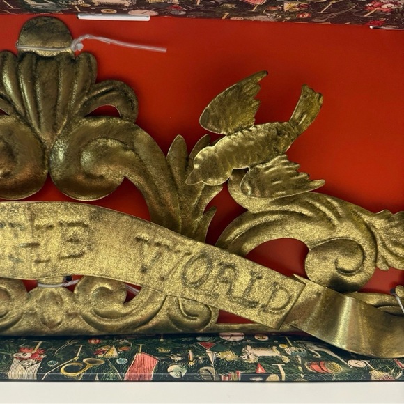 John Derian x Target 2025 Joy to the World Gold metal mantle wall decor - Picture 3 of 7